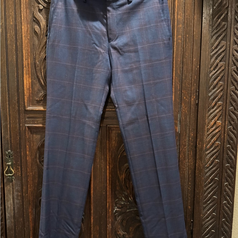 Men's Blue Plaid Trousers
